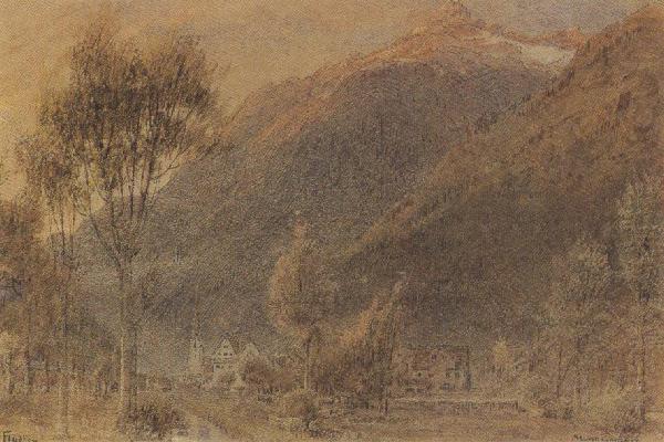 The Town of Fluelen,Switzerland (mk37), Albert goodwin,r.w.s